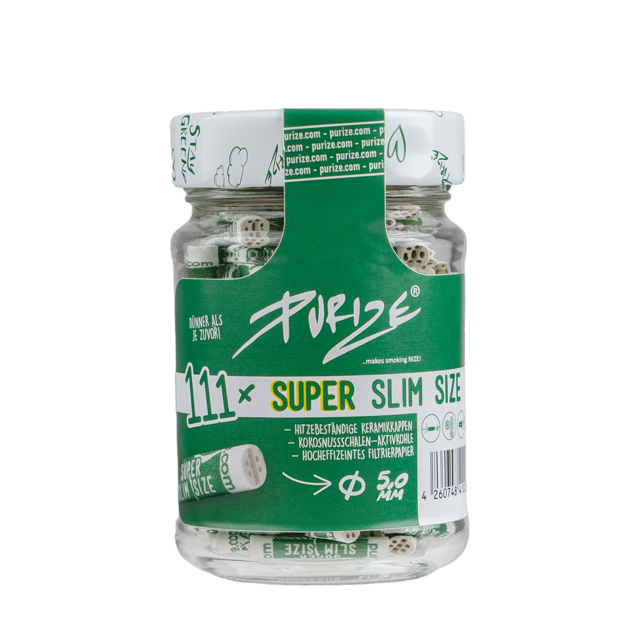 PURIZE® Glas | 111 SUPER Slim Size Aktivkohlefilter