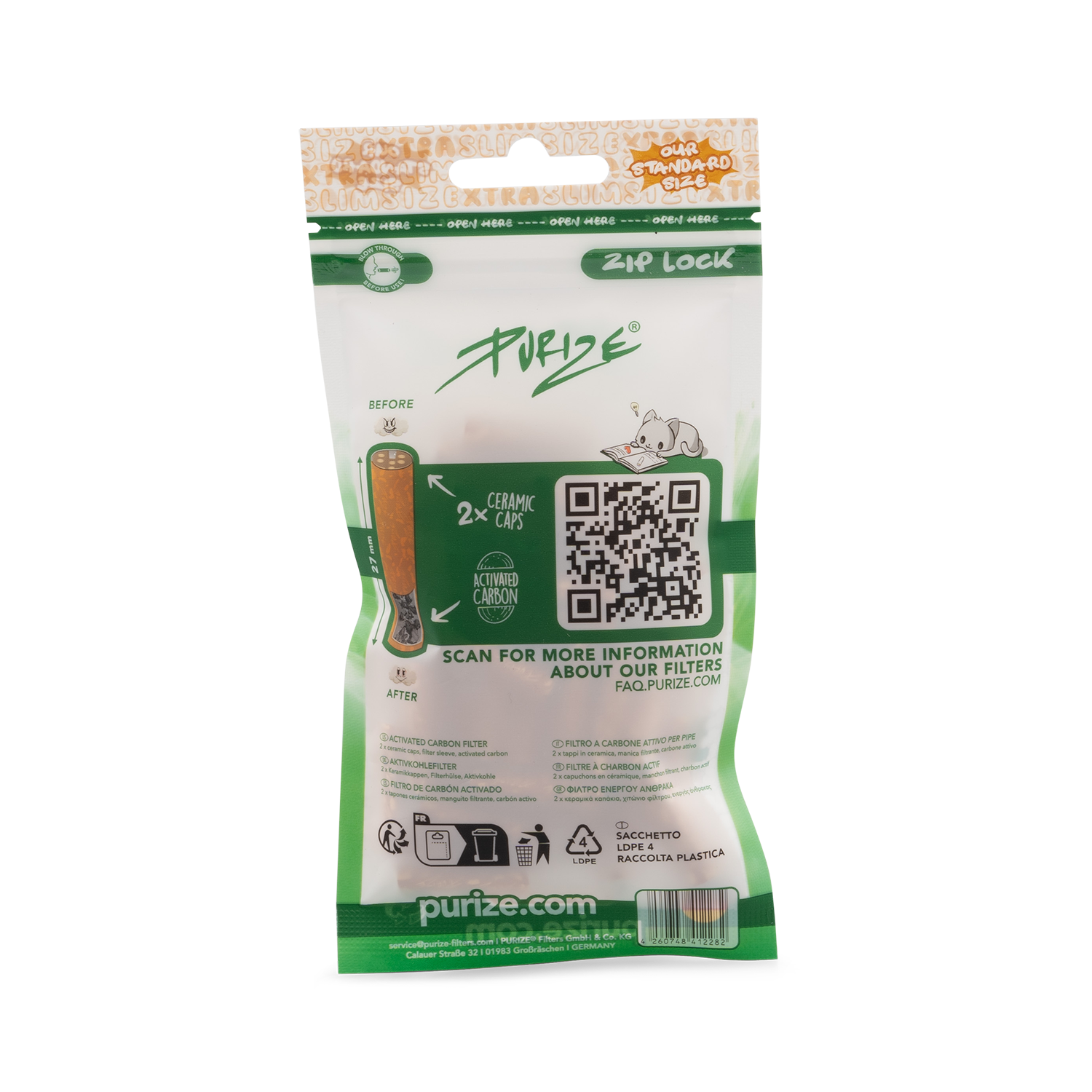 50 PURIZE® XTRA Slim Size | Spionfilter QR Kode