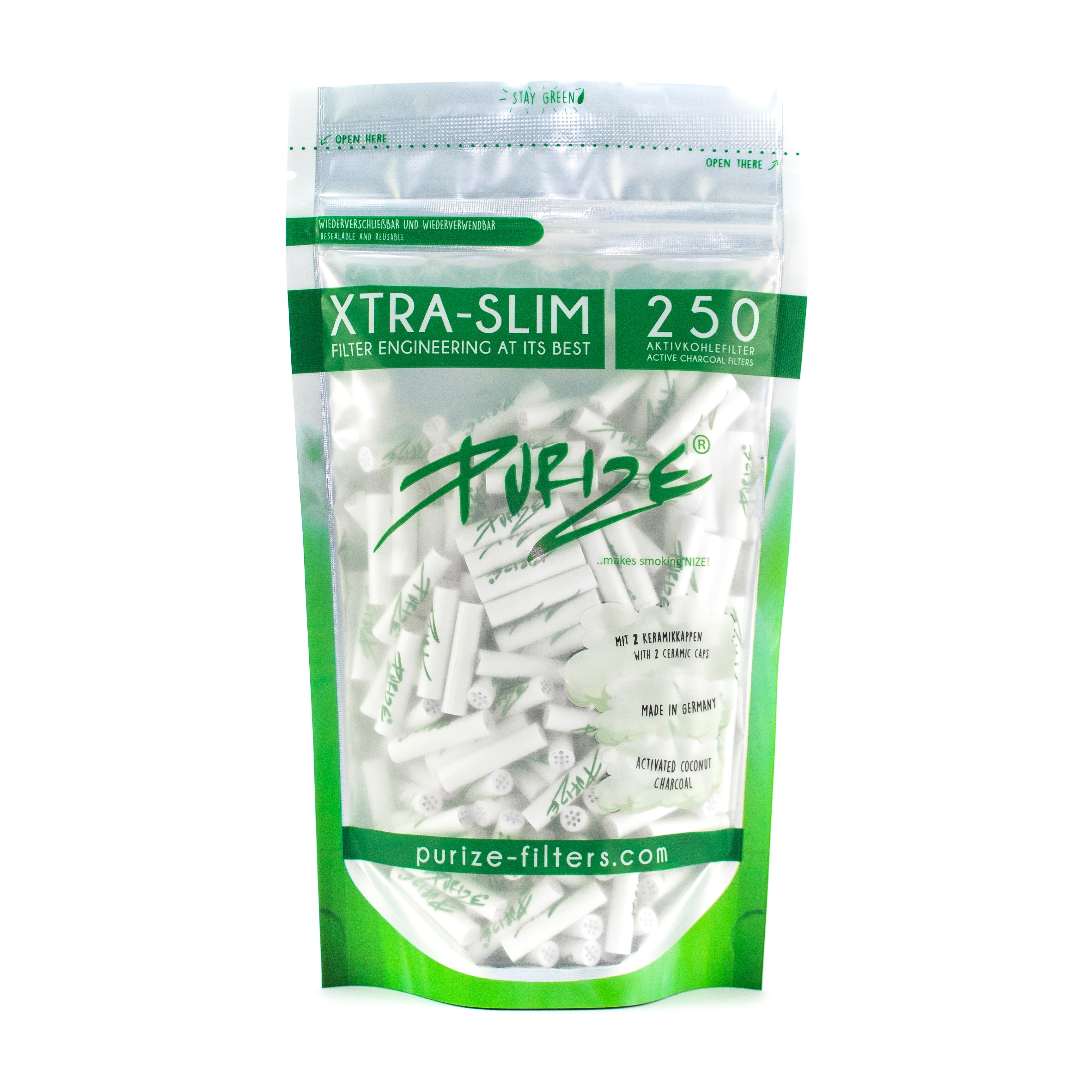 PURIZE ® Aktivkohlefilter Xtra Slim Size Filter White Weiß Ø 5,9mm 250 Stk. 