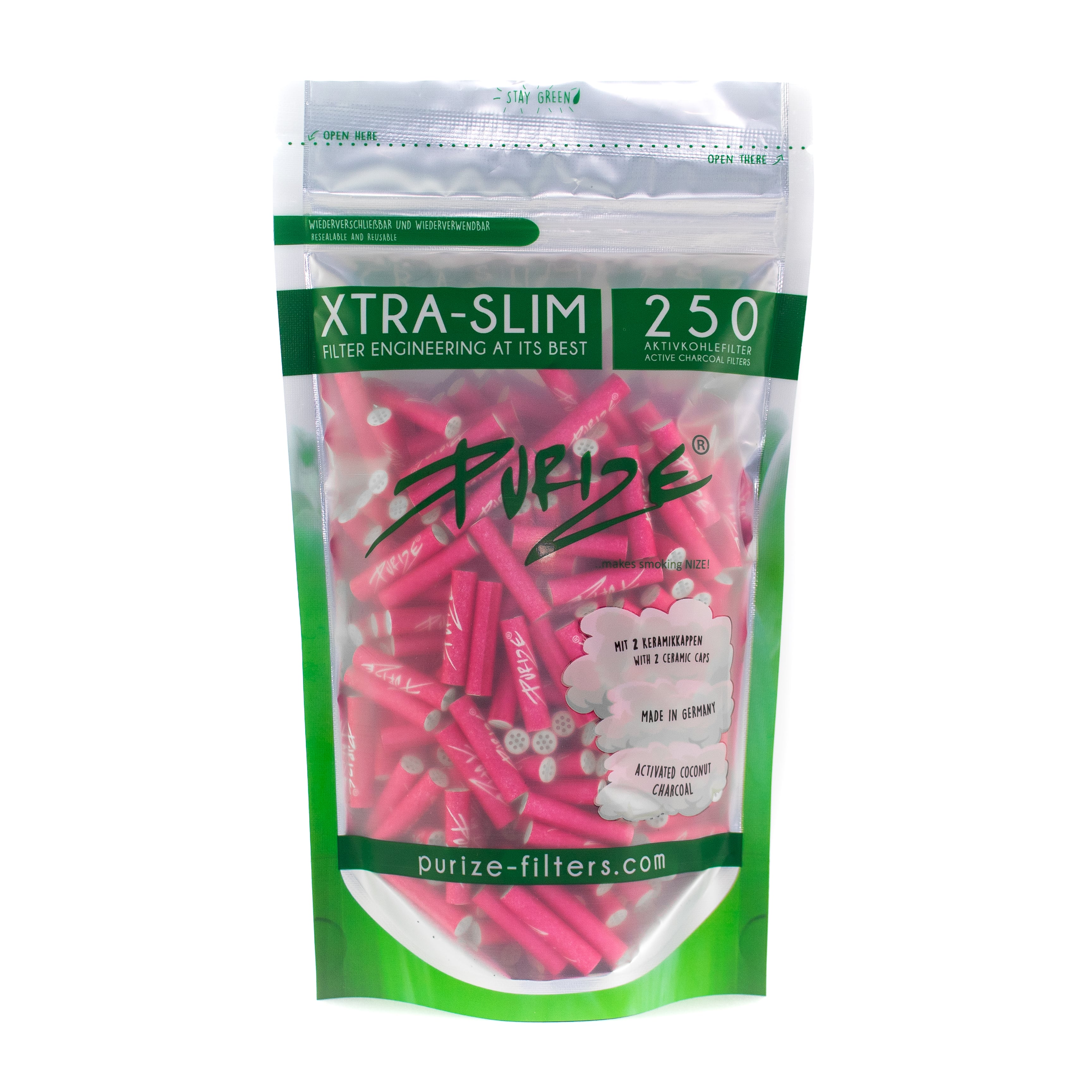 Keramikkappen PURIZE Xtra Slim 100 Aktivkohlefilter 5,9 mm im Glas Tips Filter 